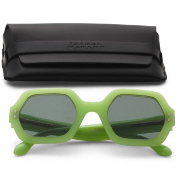 Isabel Marant Lime Green Geometric 52mm Black Lenses Sunglasses Avant Garde Boho